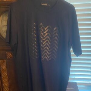 Bugatchi Black Tee with Chevron Design